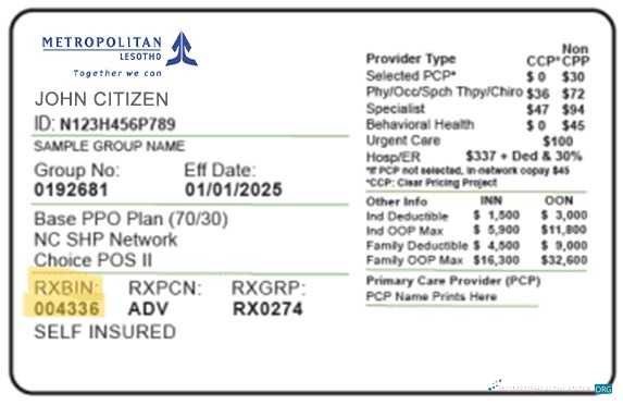 Download Lesotho health insurance card Photoshop template